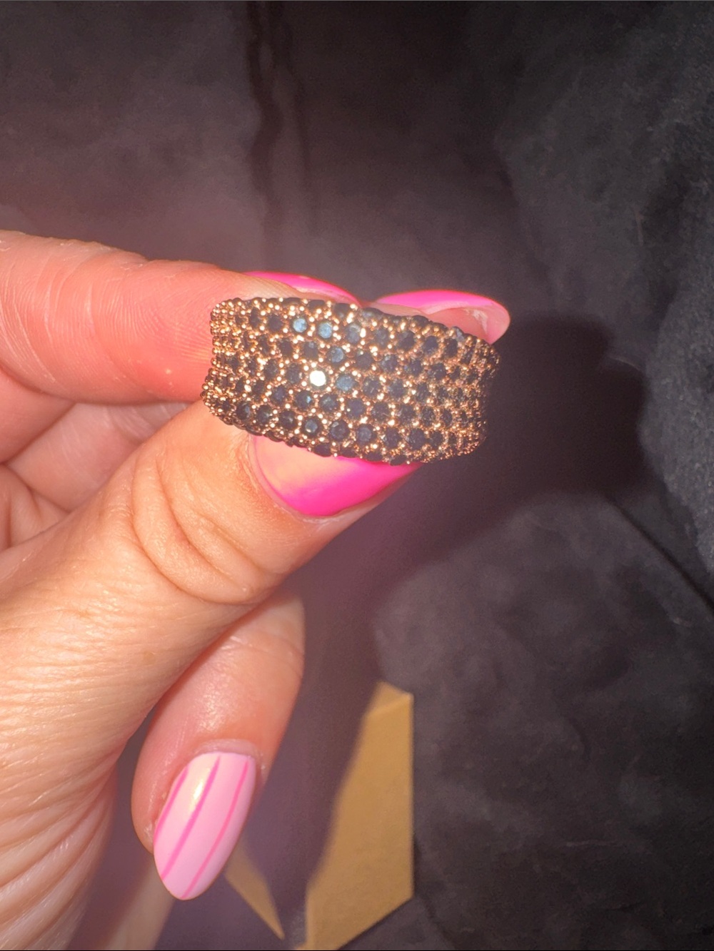 bp Black Crystal Pave Wide Band Ring